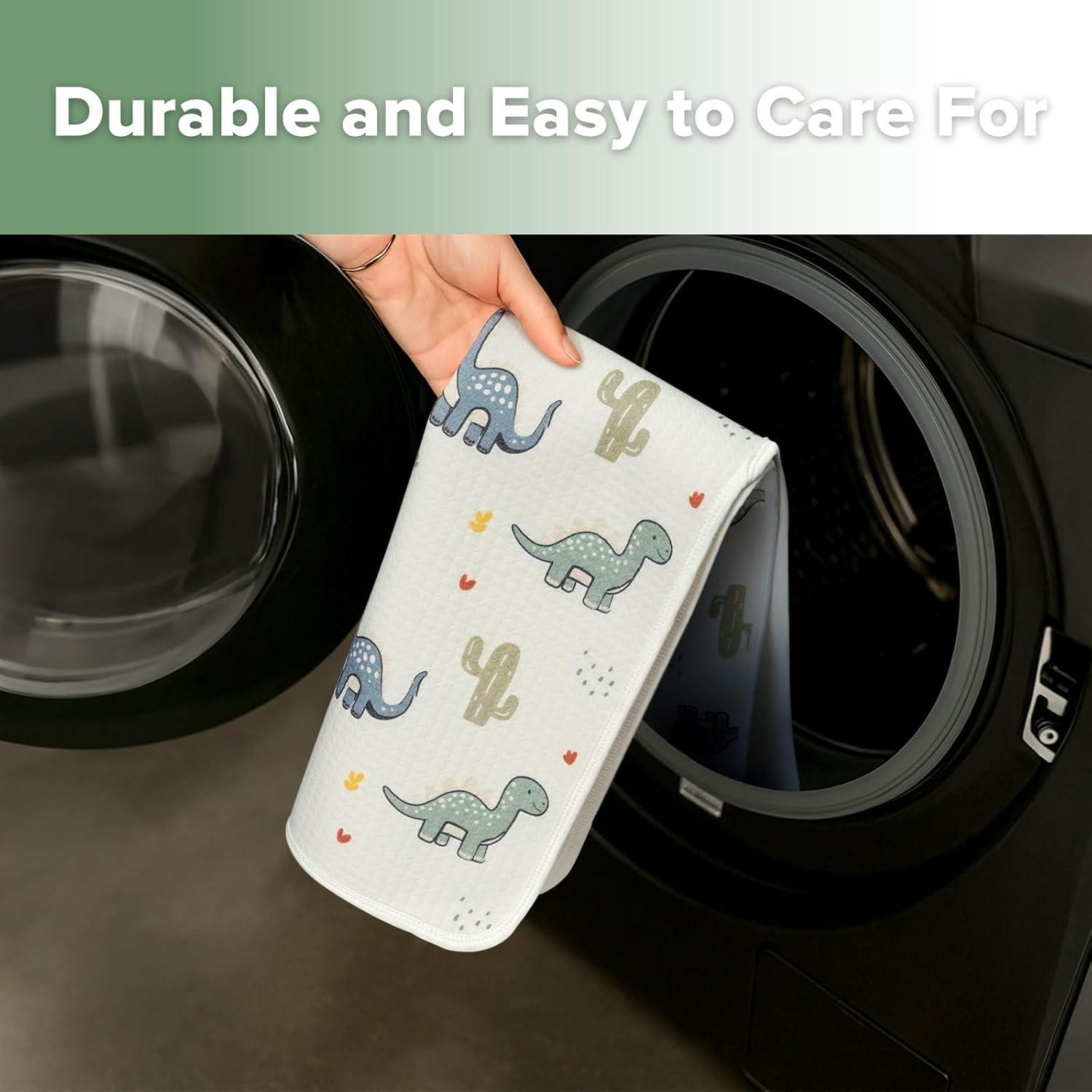 image:imagehaakaa Waterproof Changing Pad Liners 100 Cotton Soft amp Breathable 2pcs 13 x 275 Construction CrewDino LandDino LandCheckered Days