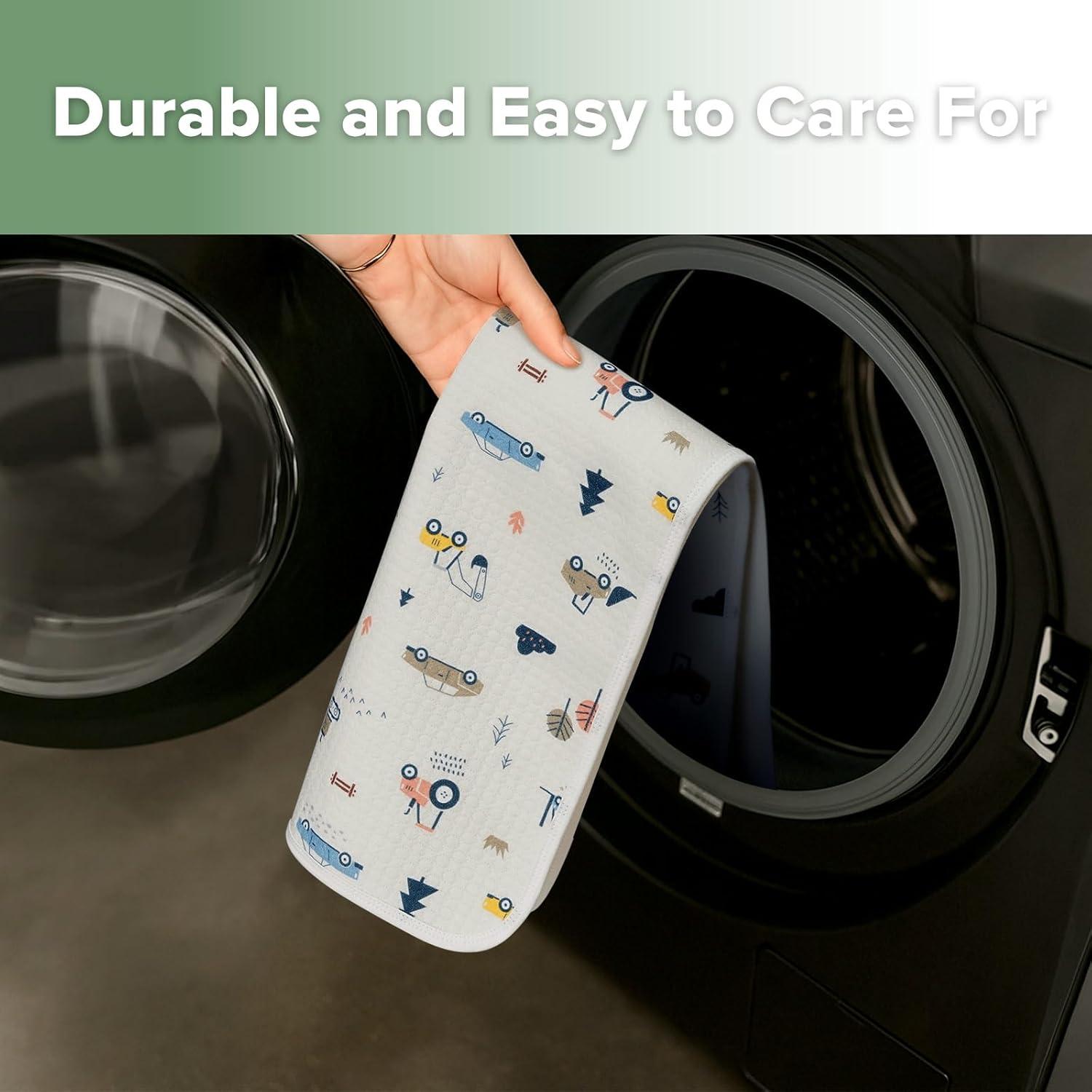 image:imagehaakaa Waterproof Changing Pad Liners 100 Cotton Soft amp Breathable 2pcs 13 x 275 Garden FlowCheckered DaysConstruction CrewDino Land