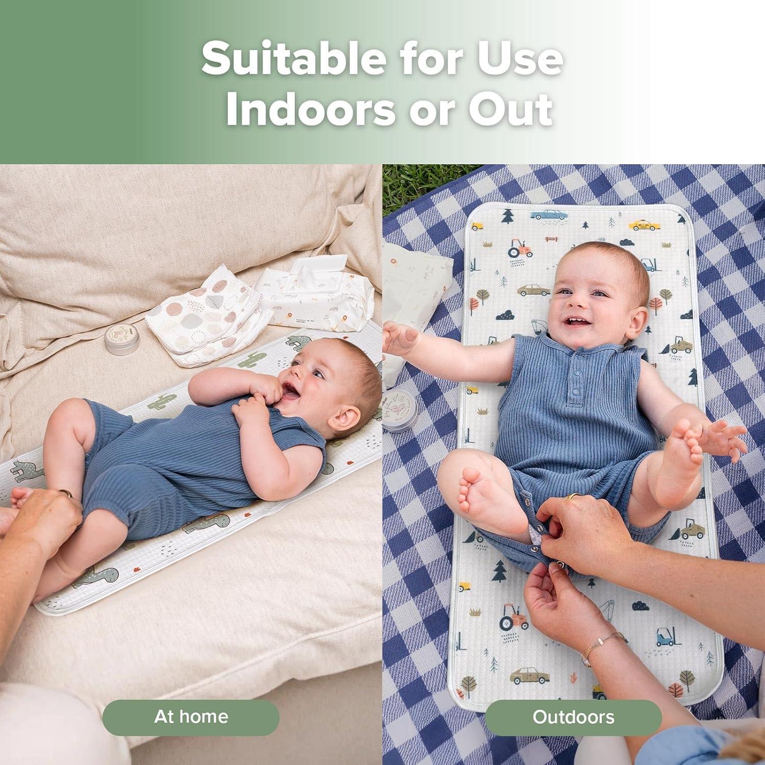 image:imagehaakaa Waterproof Changing Pad Liners 100 Cotton Soft amp Breathable 2pcs 13 x 275 Garden FlowCheckered DaysConstruction CrewDino Land