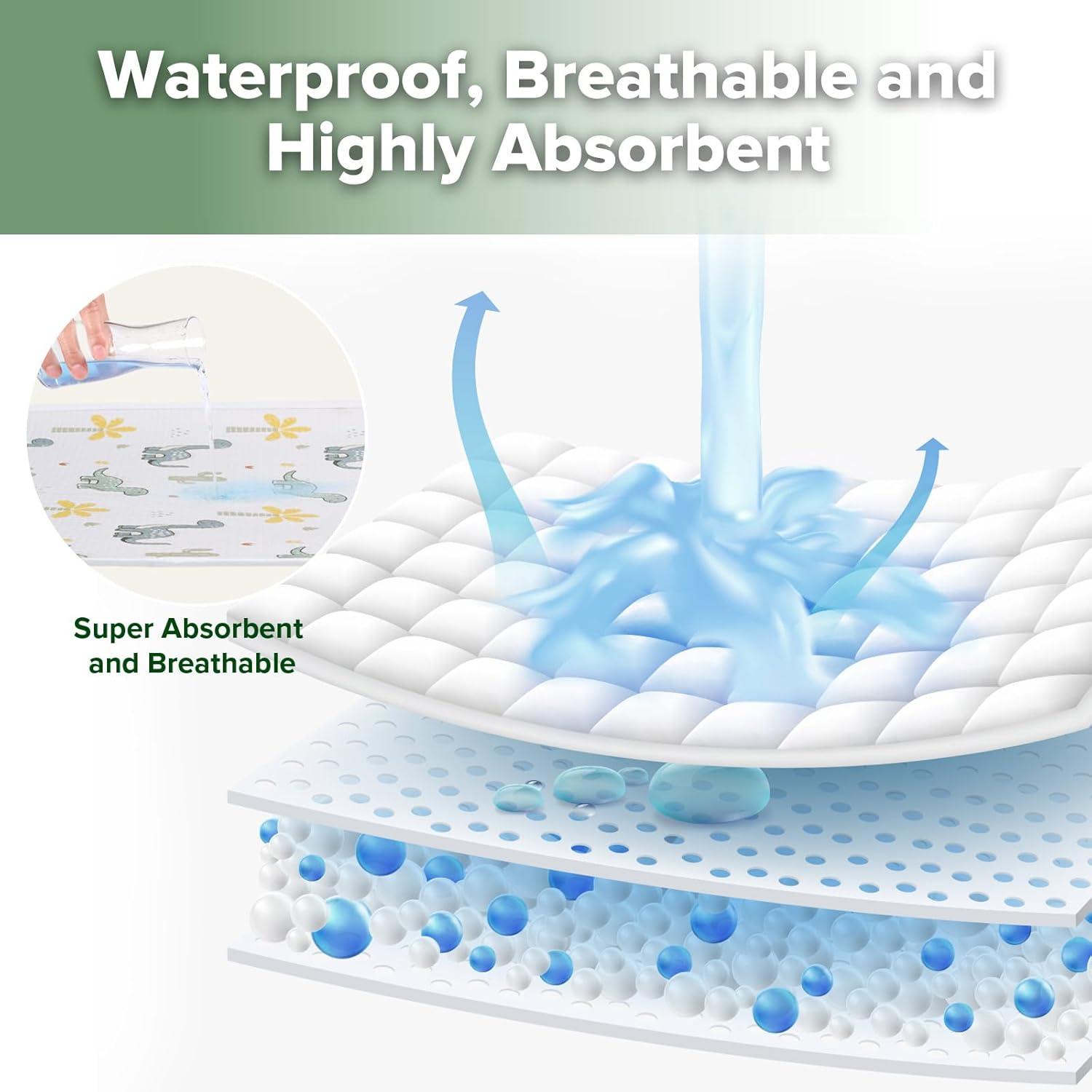 image:imagehaakaa Waterproof Changing Pad Liners 100 Cotton Soft amp Breathable 2pcs 13 x 275 Garden FlowCheckered DaysConstruction CrewDino Land