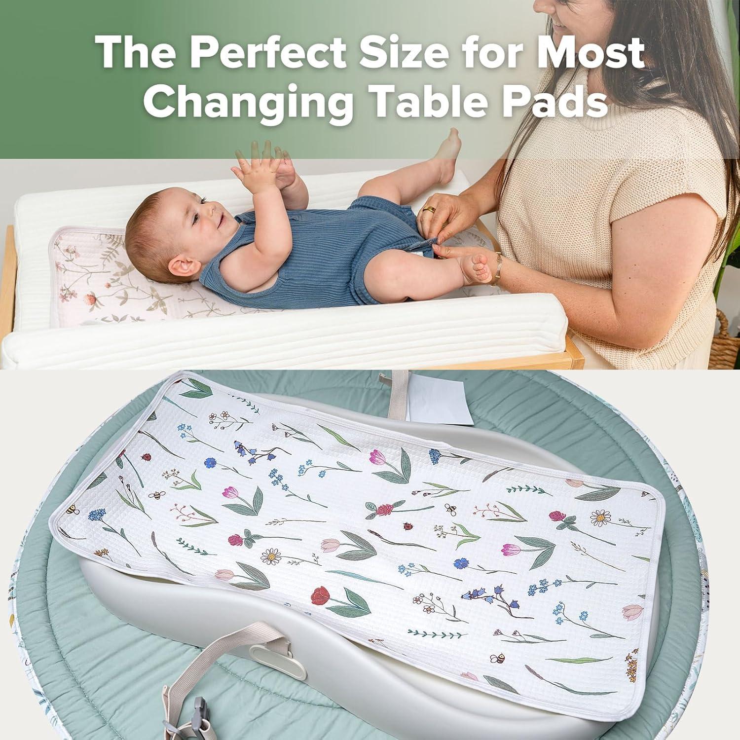 image:imagehaakaa Waterproof Changing Pad Liners 100 Cotton Soft amp Breathable 2pcs 13 x 275 Garden FlowCheckered DaysHoney BlossomVintage Garden