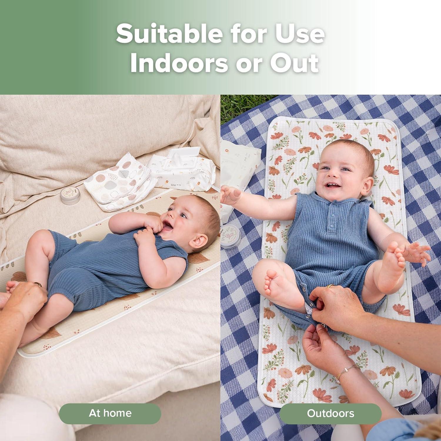 image:imagehaakaa Waterproof Changing Pad Liners 100 Cotton Soft amp Breathable 2pcs 13 x 275 Garden FlowCheckered DaysVelvet BloomLove Leaves