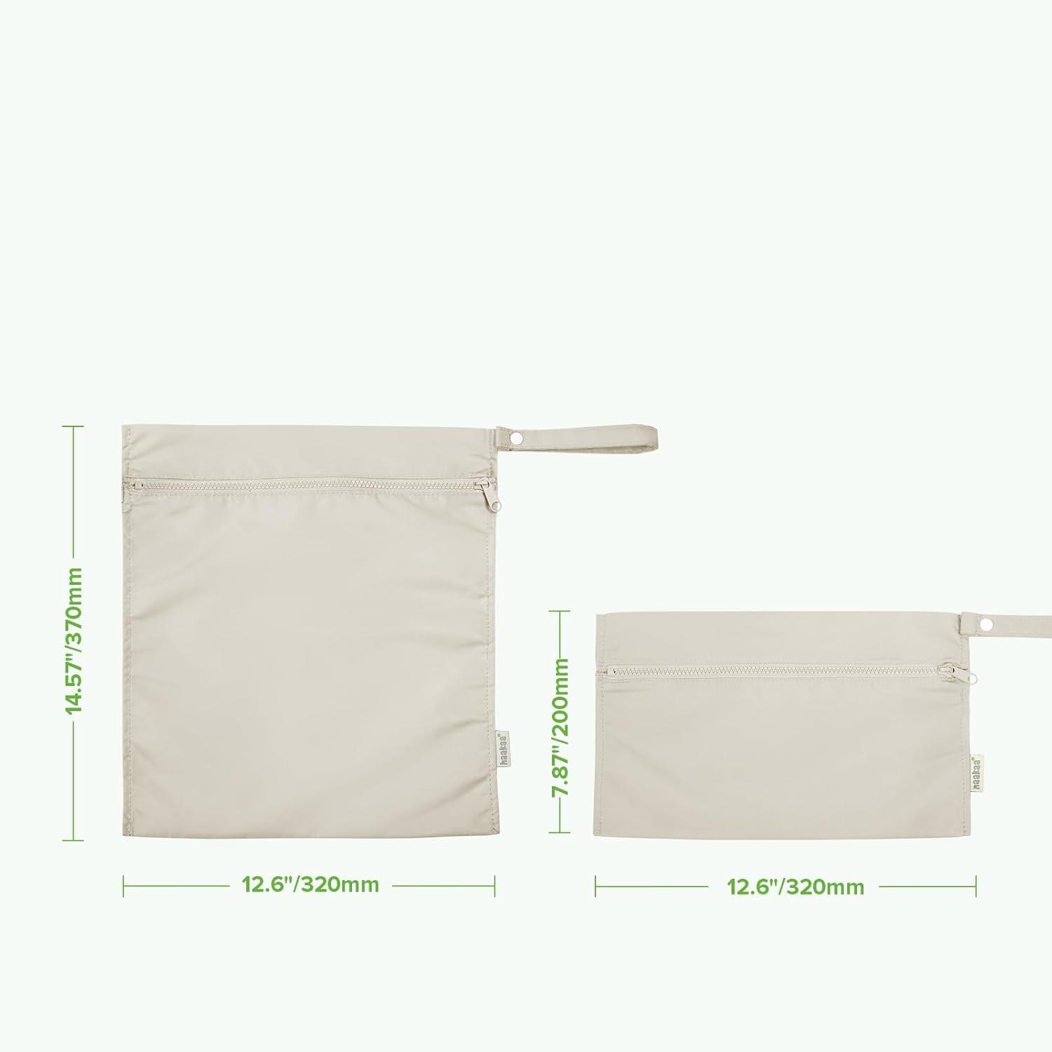image:imagehaakaa Waterproof Wet Bags for Baby Wet Dry Bags for Cloth Diaper Swimsuit amp Travel 2pcs GrassBeige