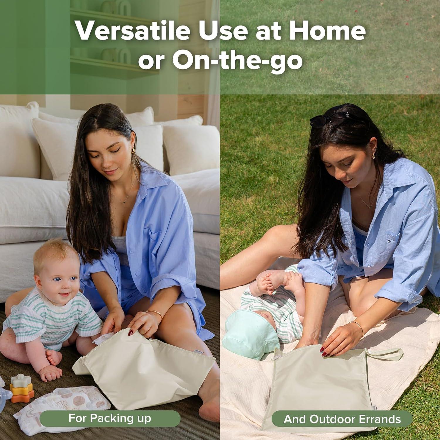image:imagehaakaa Waterproof Wet Bags for Baby Wet Dry Bags for Cloth Diaper Swimsuit amp Travel 2pcs GrassBeige