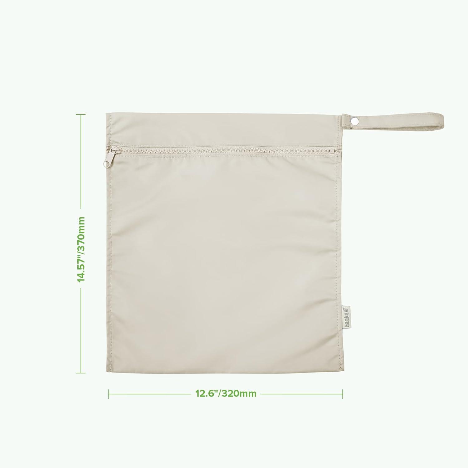 image:imagehaakaa Waterproof Wet Bags for Baby Wet Dry Bags for Cloth Diaper Swimsuit amp Travel 2pcs GrassBeige