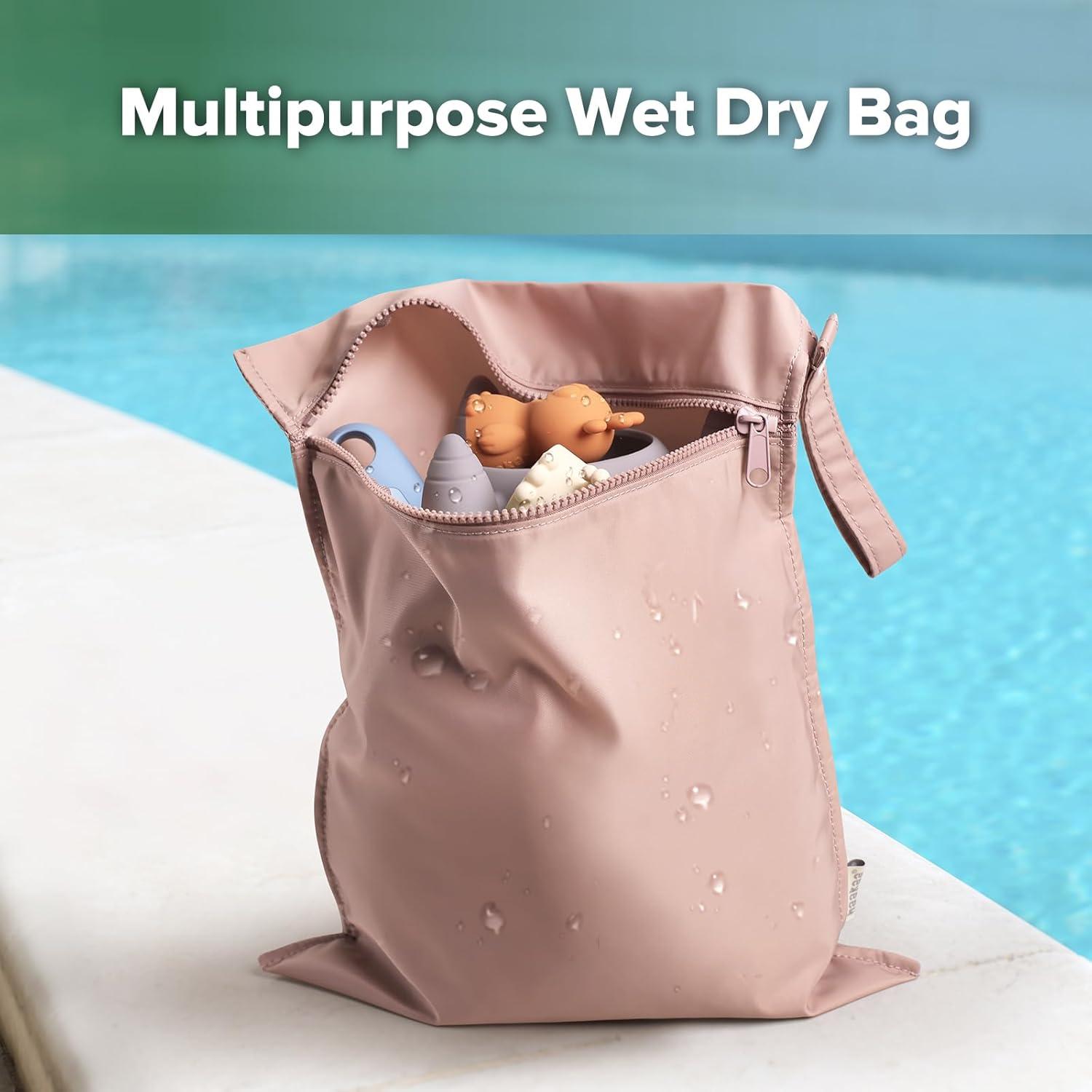 image:imagehaakaa Waterproof Wet Bags for Baby Wet Dry Bags for Cloth Diaper Swimsuit amp Travel 2pcs GrassBlush