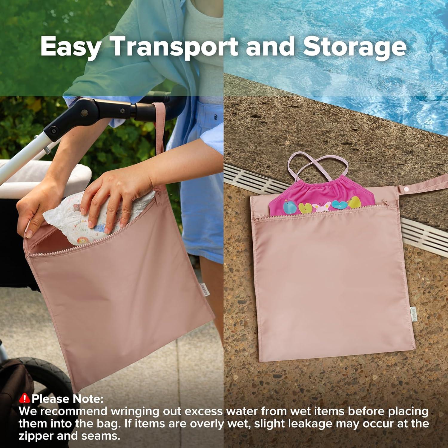 image:imagehaakaa Waterproof Wet Bags for Baby Wet Dry Bags for Cloth Diaper Swimsuit amp Travel 2pcs GrassBlush