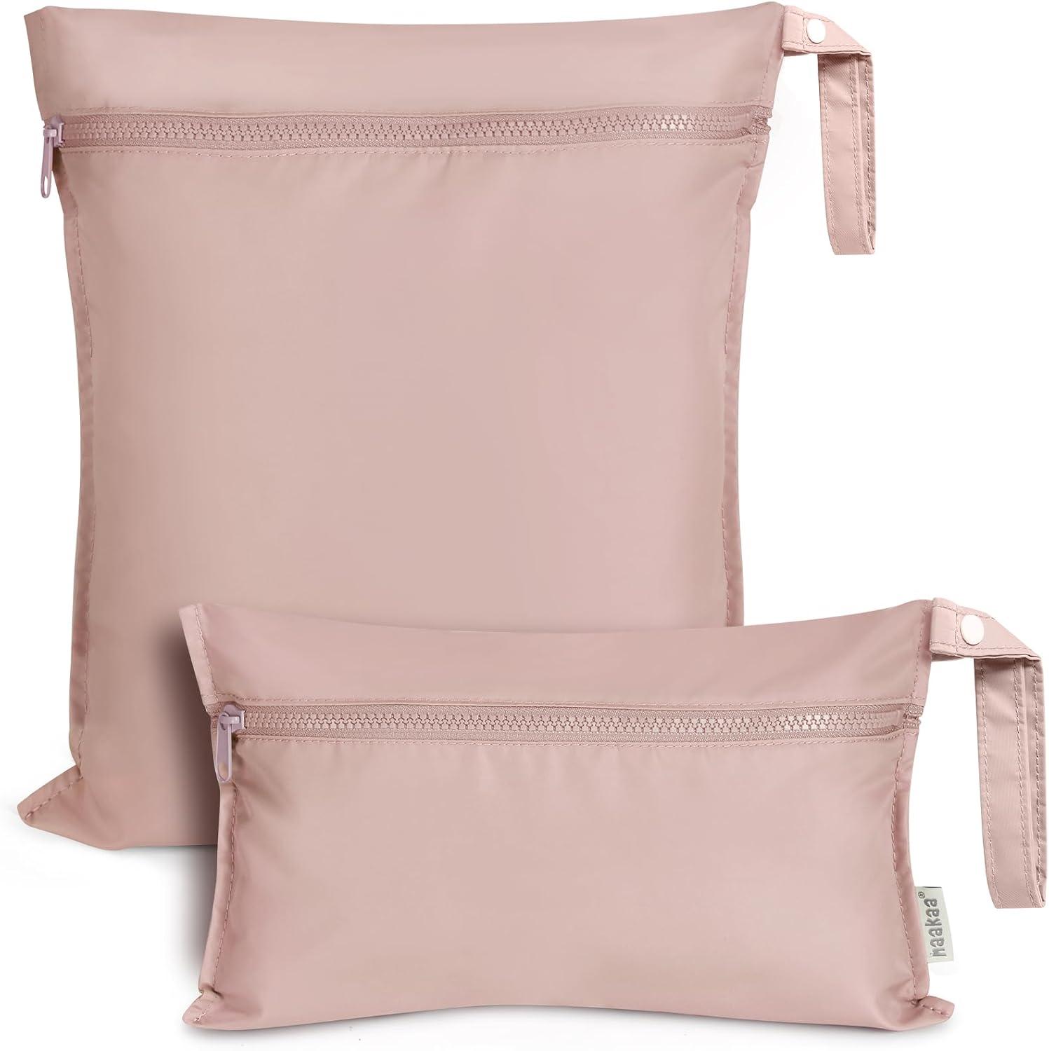 image:imagehaakaa Waterproof Wet Bags for Baby Wet Dry Bags for Cloth Diaper Swimsuit amp Travel 2pcs GrassBlush