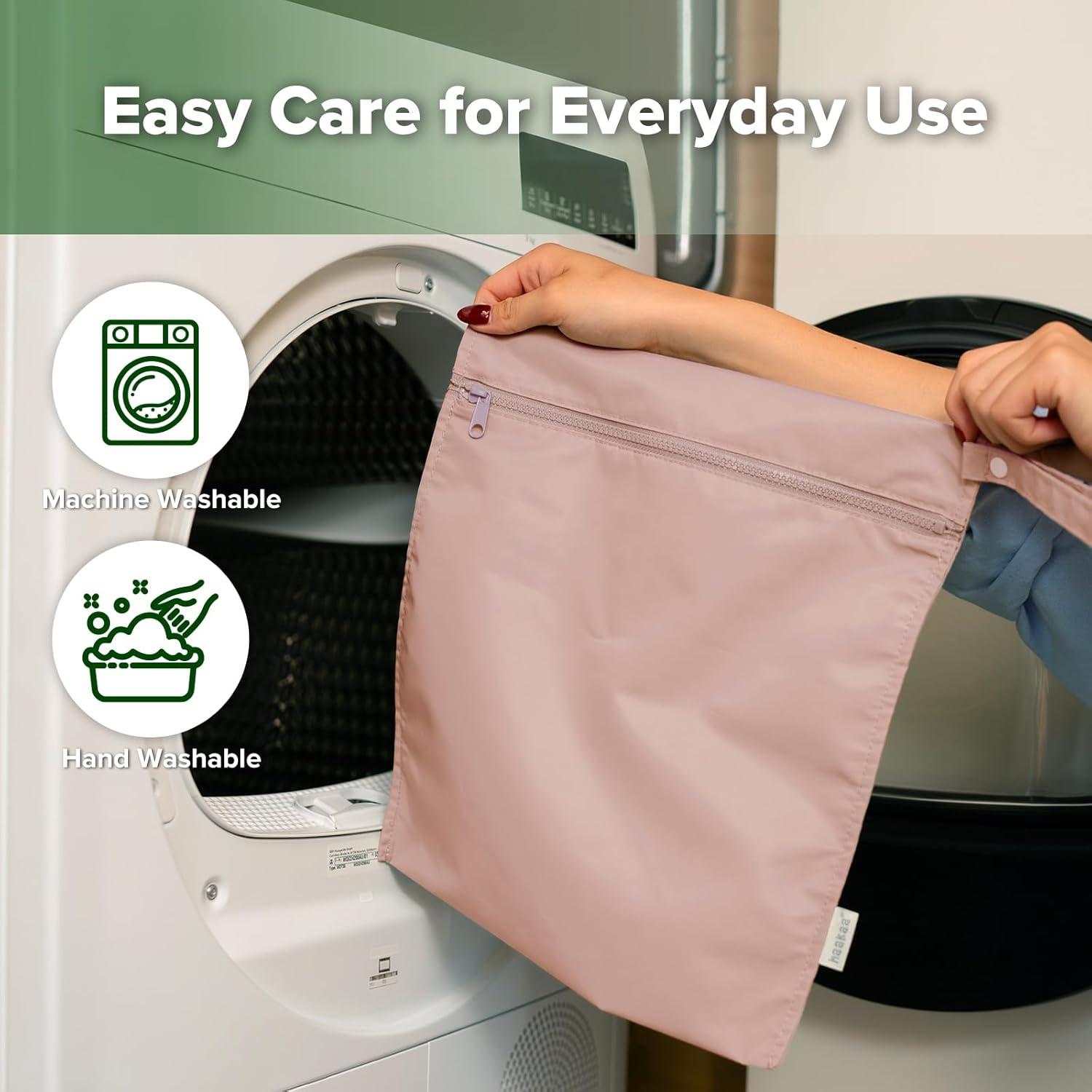 image:imagehaakaa Waterproof Wet Bags for Baby Wet Dry Bags for Cloth Diaper Swimsuit amp Travel 2pcs GrassBlush