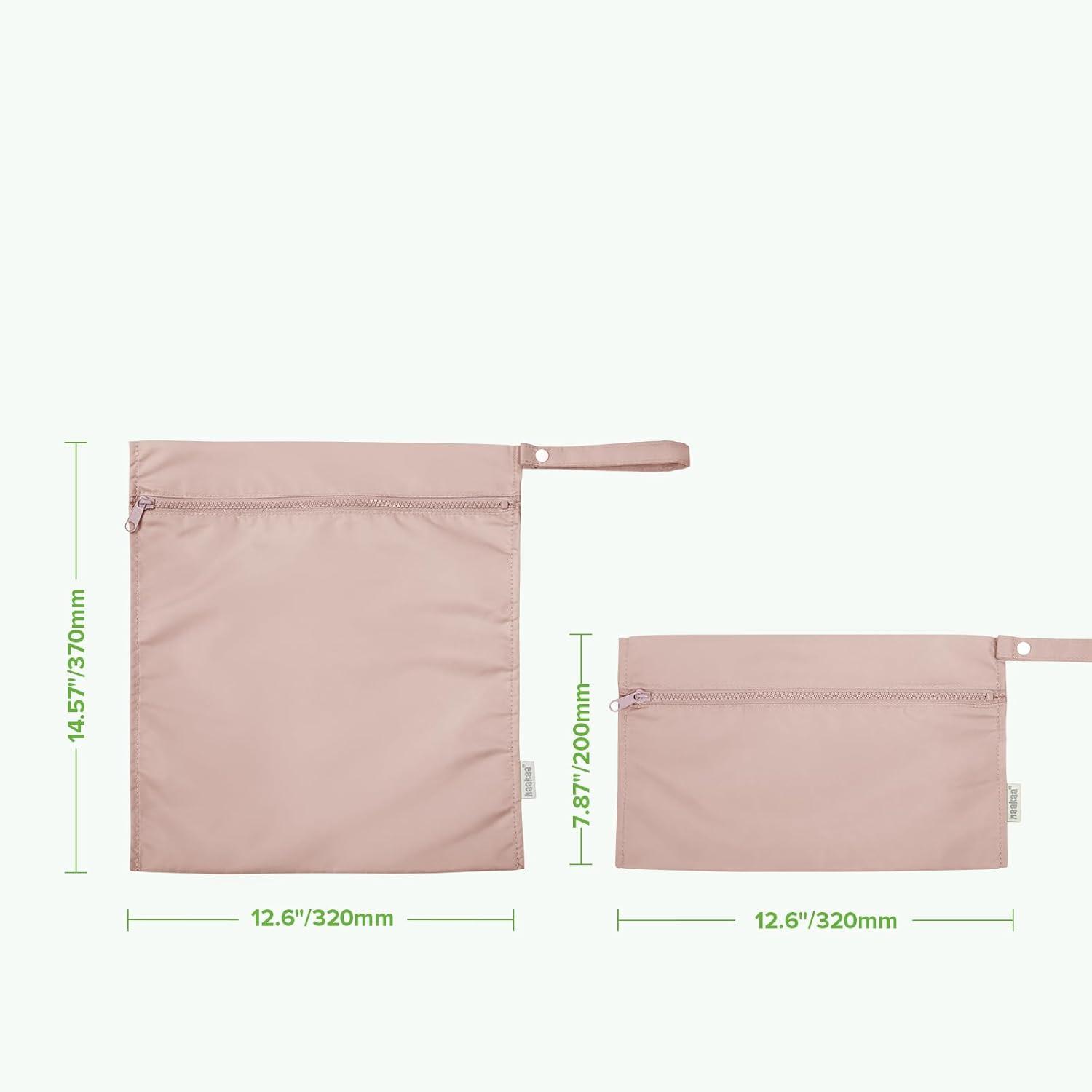 image:imagehaakaa Waterproof Wet Bags for Baby Wet Dry Bags for Cloth Diaper Swimsuit amp Travel 2pcs GrassBlush