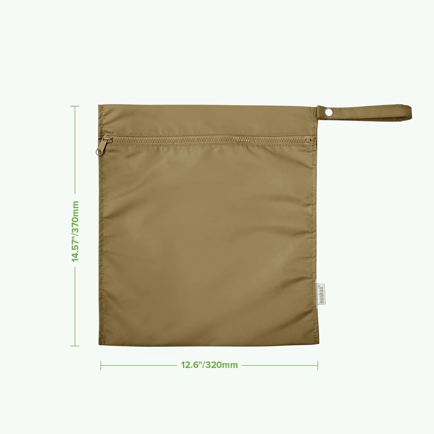 image:imagehaakaa Waterproof Wet Bags for Baby Wet Dry Bags for Cloth Diaper Swimsuit amp Travel 2pcs GrassBrown