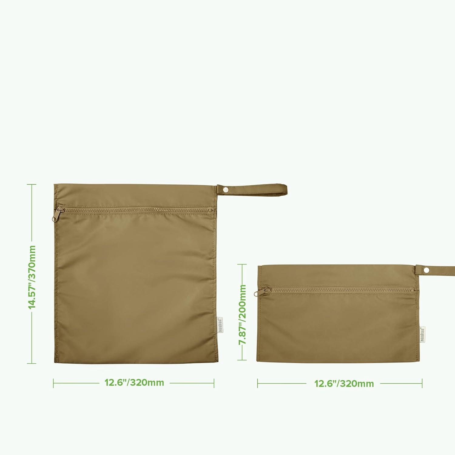 image:imagehaakaa Waterproof Wet Bags for Baby Wet Dry Bags for Cloth Diaper Swimsuit amp Travel 2pcs GrassBrown