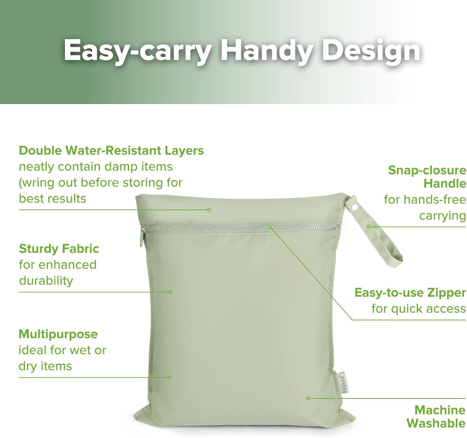 image:imagehaakaa Waterproof Wet Bags for Baby Wet Dry Bags for Cloth Diaper Swimsuit amp Travel 2pcs GrassGrass