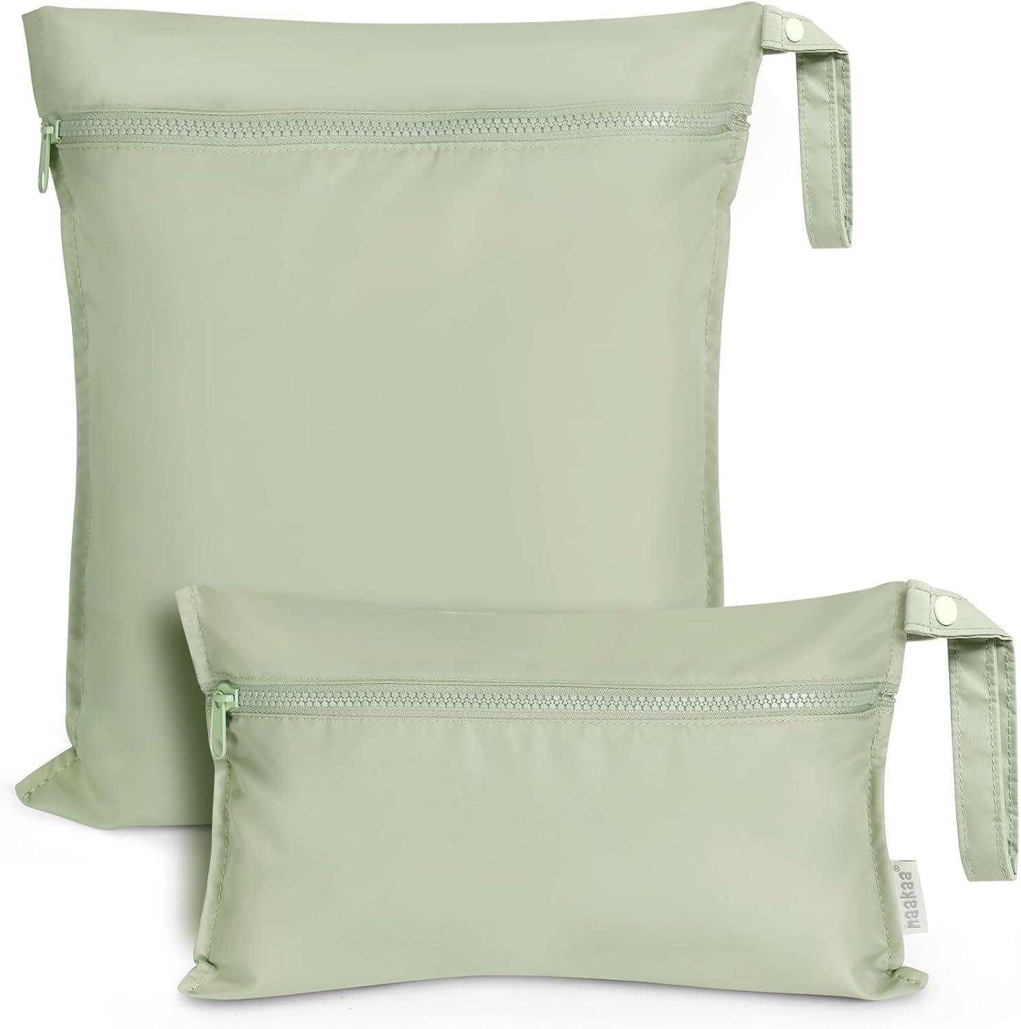 image:imagehaakaa Waterproof Wet Bags for Baby Wet Dry Bags for Cloth Diaper Swimsuit amp Travel 2pcs GrassGrass