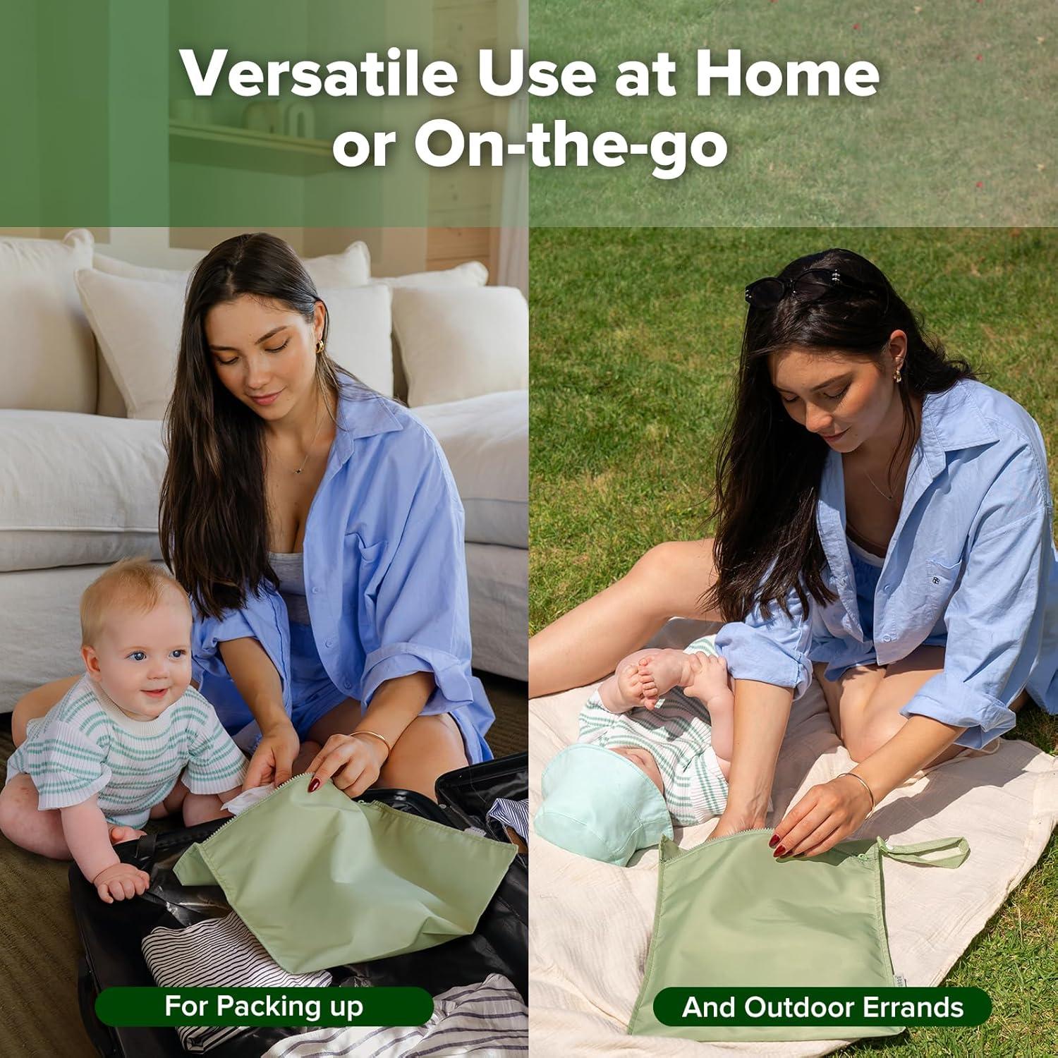 image:imagehaakaa Waterproof Wet Bags for Baby Wet Dry Bags for Cloth Diaper Swimsuit amp Travel 2pcs GrassGrass