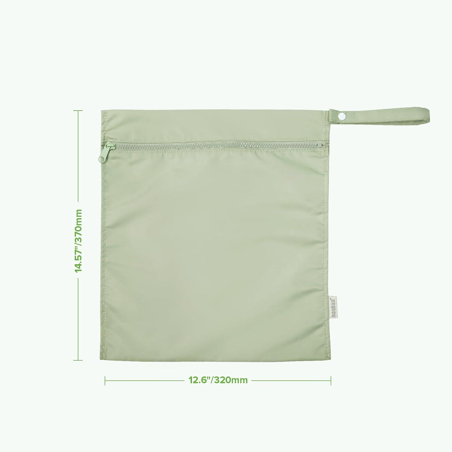 image:imagehaakaa Waterproof Wet Bags for Baby Wet Dry Bags for Cloth Diaper Swimsuit amp Travel 2pcs GrassGrass