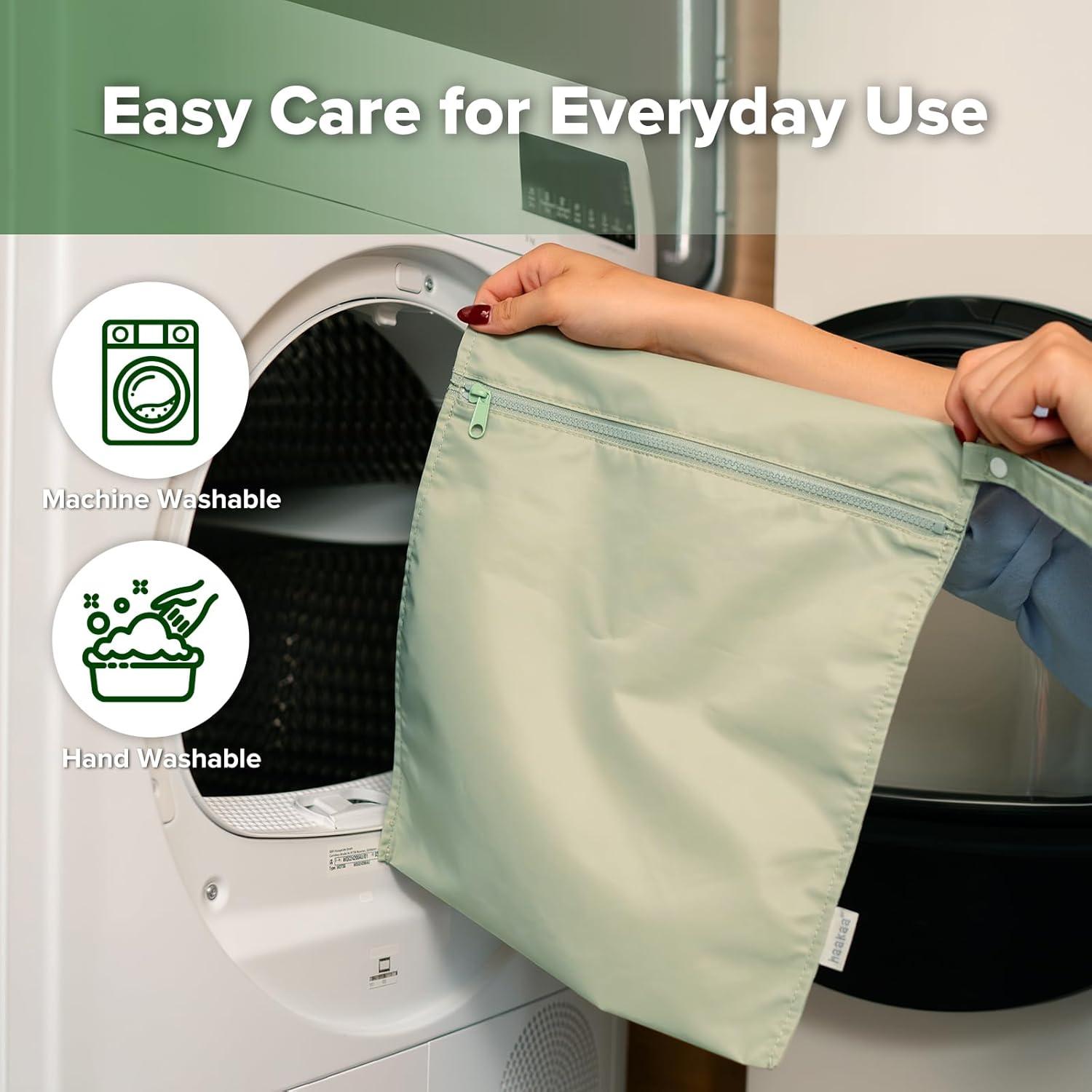 image:imagehaakaa Waterproof Wet Bags for Baby Wet Dry Bags for Cloth Diaper Swimsuit amp Travel 2pcs GrassGrass