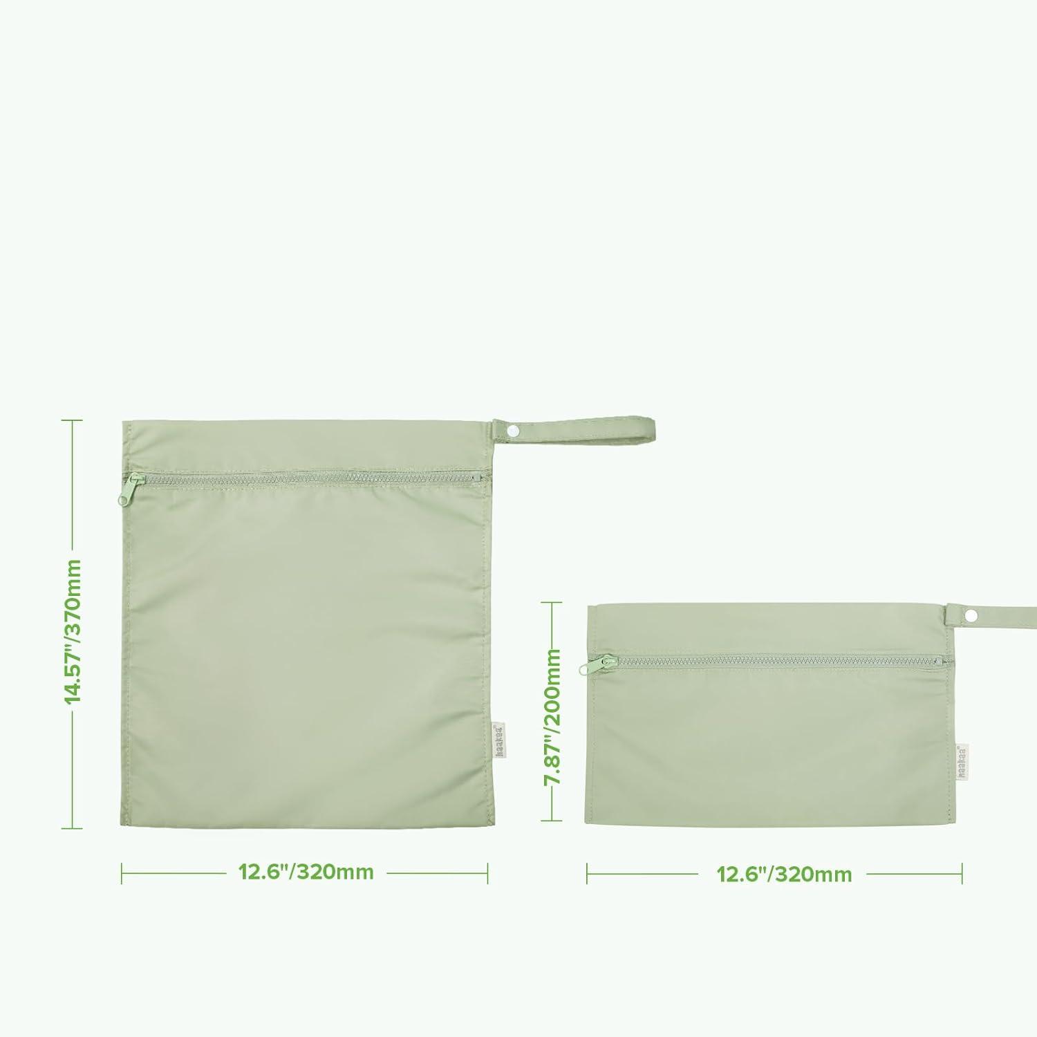 image:imagehaakaa Waterproof Wet Bags for Baby Wet Dry Bags for Cloth Diaper Swimsuit amp Travel 2pcs GrassGrass