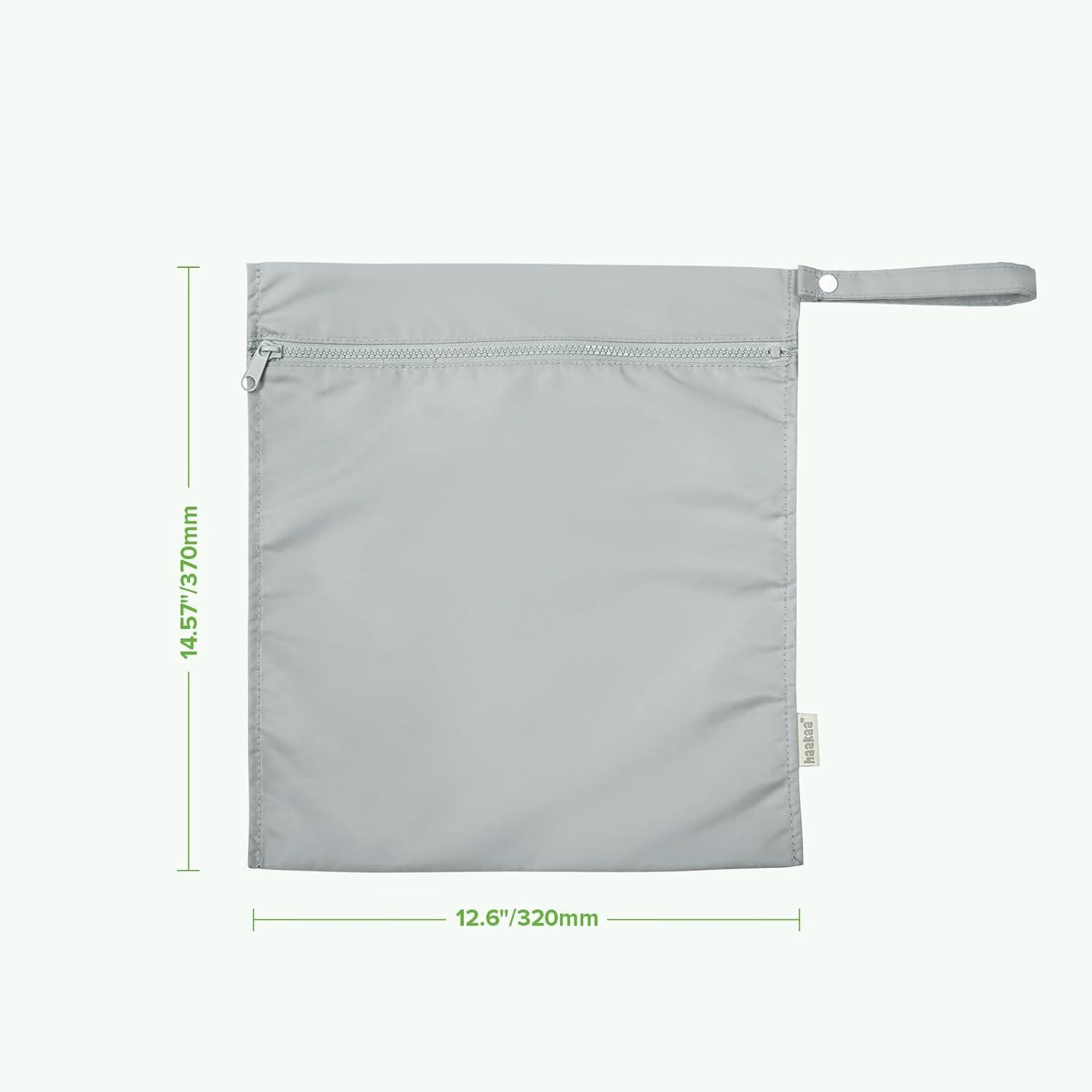 image:imagehaakaa Waterproof Wet Bags for Baby Wet Dry Bags for Cloth Diaper Swimsuit amp Travel 2pcs GrassGrey