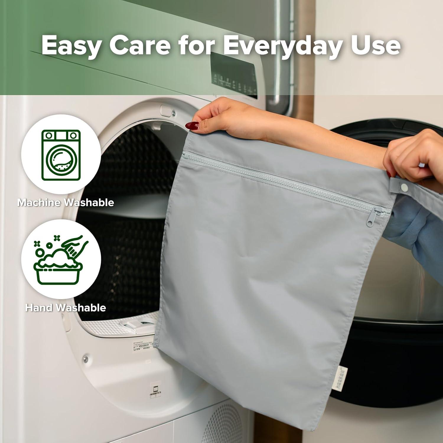 image:imagehaakaa Waterproof Wet Bags for Baby Wet Dry Bags for Cloth Diaper Swimsuit amp Travel 2pcs GrassGrey