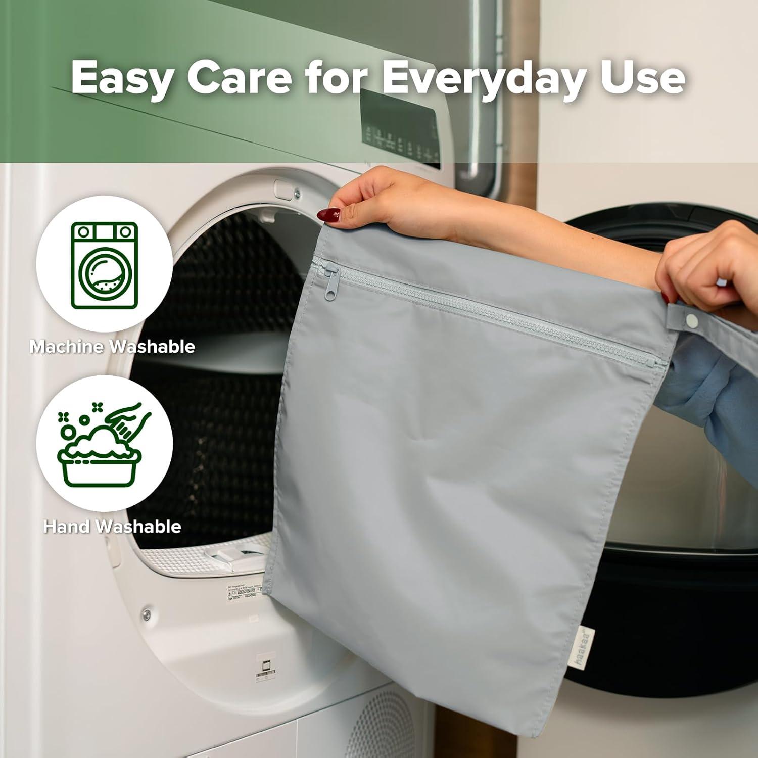 image:imagehaakaa Waterproof Wet Bags for Baby Wet Dry Bags for Cloth Diaper Swimsuit amp Travel 2pcs GrassGrey