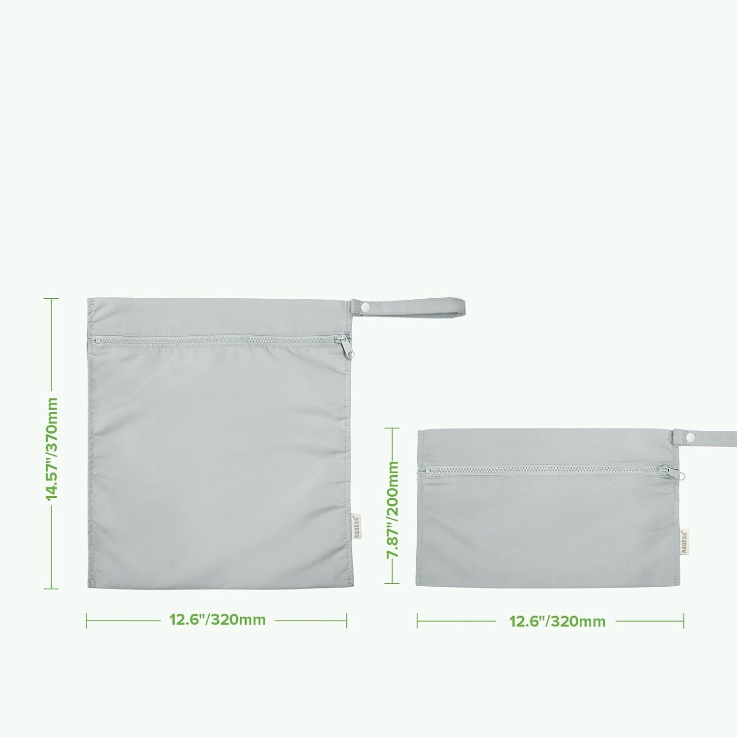 image:imagehaakaa Waterproof Wet Bags for Baby Wet Dry Bags for Cloth Diaper Swimsuit amp Travel 2pcs GrassGrey