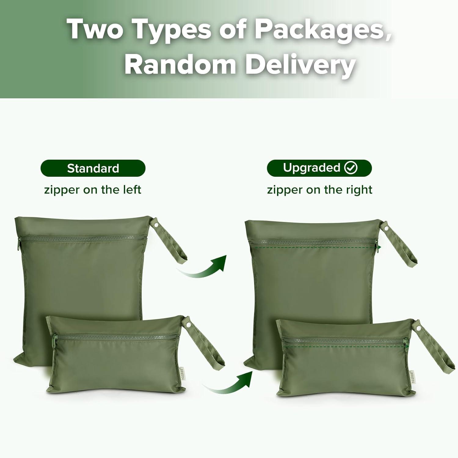 image:imagehaakaa Waterproof Wet Bags for Baby Wet Dry Bags for Cloth Diaper Swimsuit amp Travel 2pcs GrassOlive Green