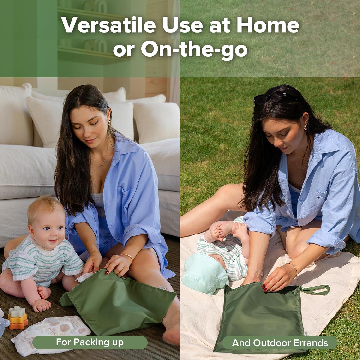 image:imagehaakaa Waterproof Wet Bags for Baby Wet Dry Bags for Cloth Diaper Swimsuit amp Travel 2pcs GrassOlive Green