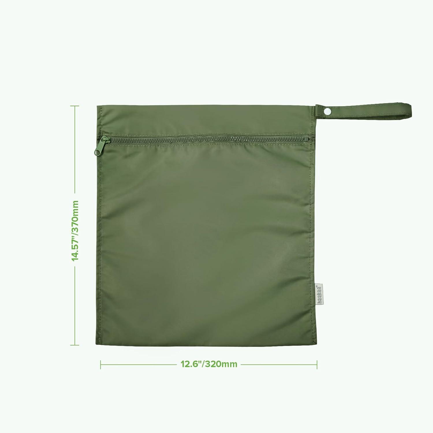 image:imagehaakaa Waterproof Wet Bags for Baby Wet Dry Bags for Cloth Diaper Swimsuit amp Travel 2pcs GrassOlive Green
