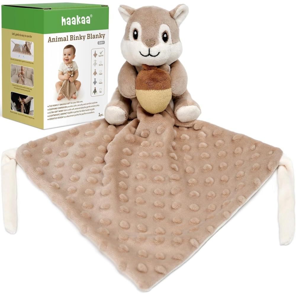 image:imagehaakaa Bunny Baby Security Blanket Ultra Silky SkinFriendly Loveys for Babies Snuggle Soft Baby Toy Stuffed Animals Essentials for Newborn Boys and GirlsSquirrel