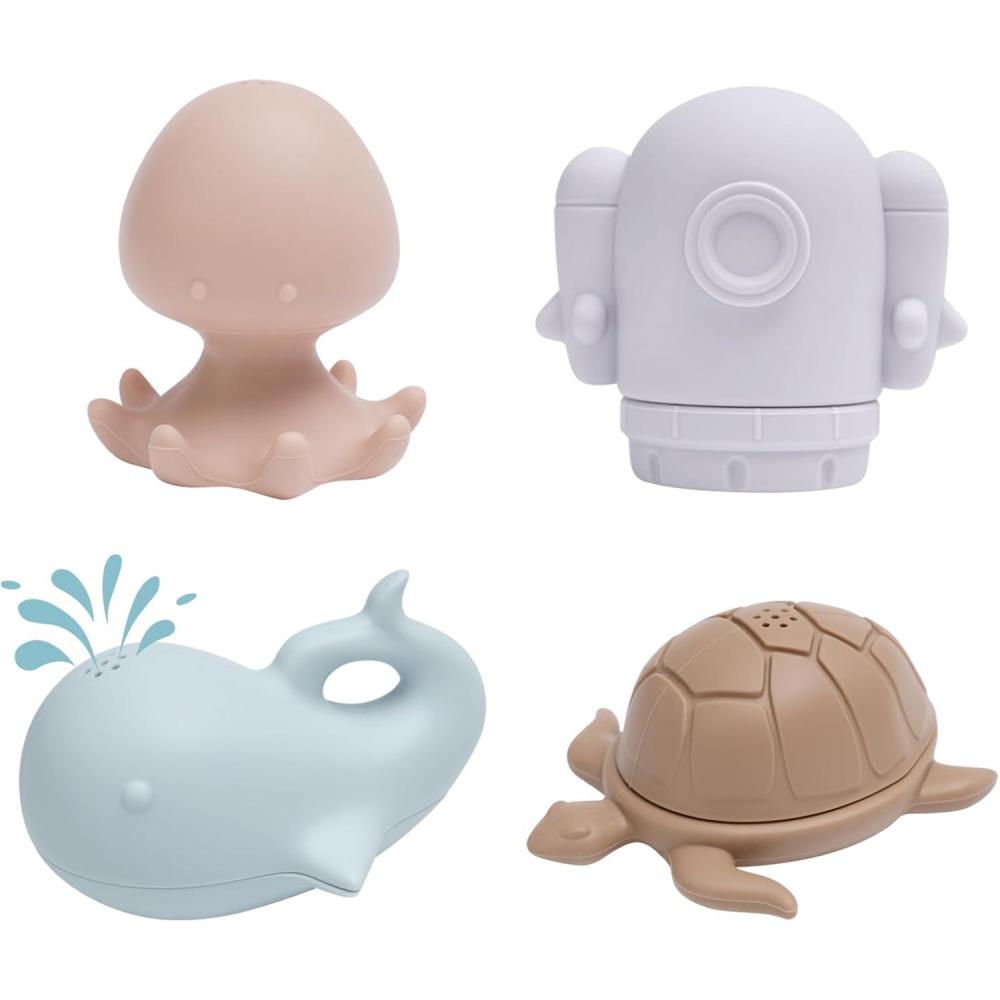 image:imagehaakaa Ocean Squirter Baby Bath Toy Mold Free Food Grade Silicone Bathtub Squirt Toys for Toddler 13 BPAFree Squeeze Floating Bath Tub Toys for Babies amp Infant 612 MonthsOcean Explorer