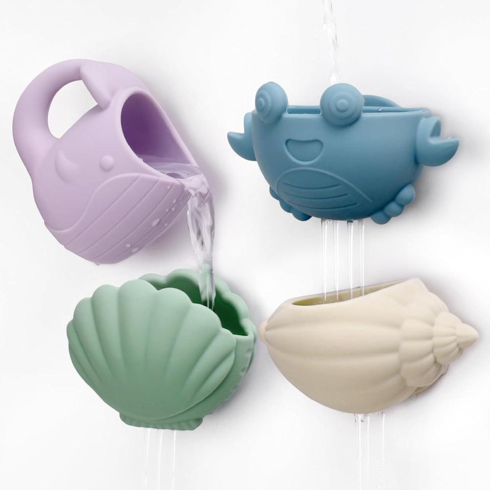 image:imagehaakaa Tidal Tribe Silicone Baby Bath Toy Set Mold Free Food Grade Silicone Bathtub Pour and Toys for Toddler 13 BPAFree Bath Tub Toys for Babies amp Infant 612 Months
