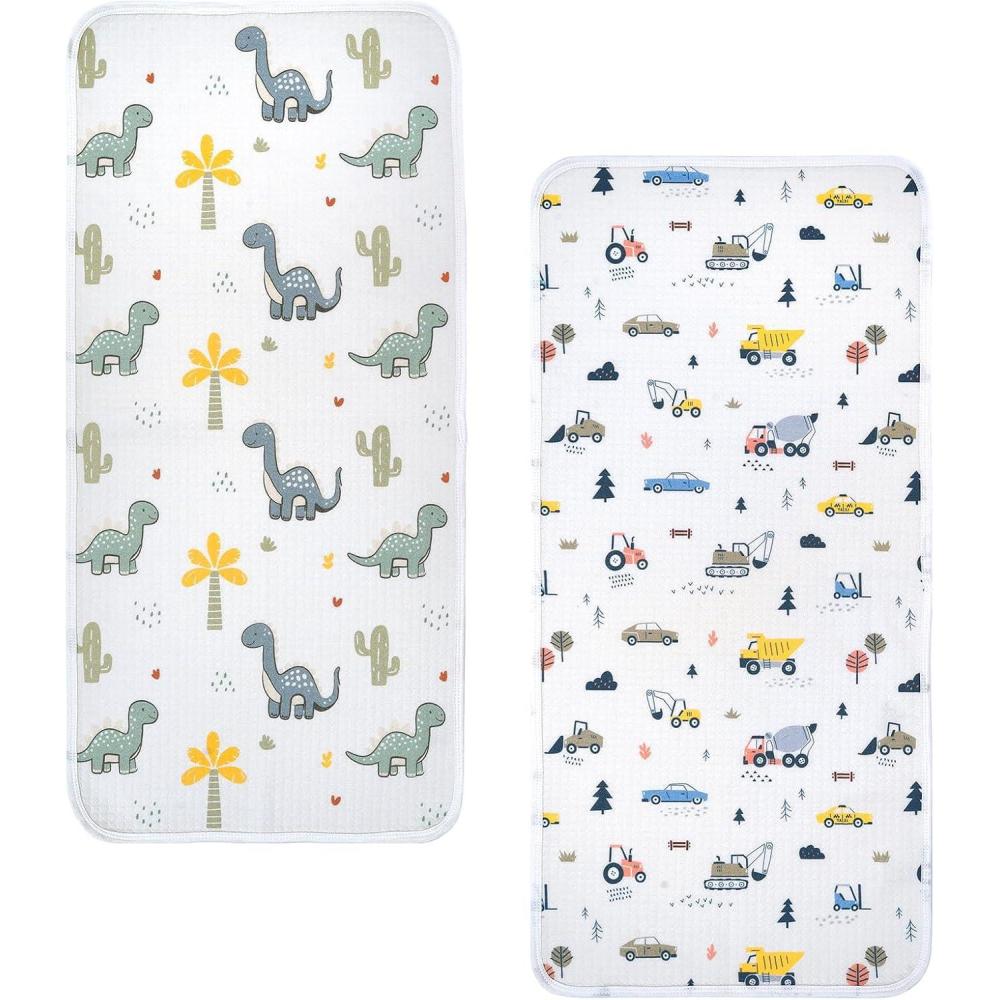 image:imagehaakaa Waterproof Changing Pad Liners 100 Cotton Soft amp Breathable 2pcs 13 x 275 Construction CrewDino LandConstruction CrewDino Land