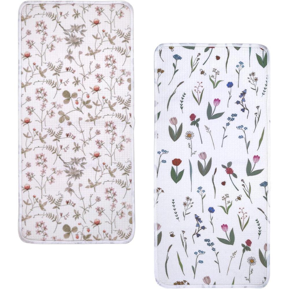 image:imagehaakaa Waterproof Changing Pad Liners 100 Cotton Soft amp Breathable 2pcs 13 x 275 Construction CrewDino LandHoney BlossomVintage Garden