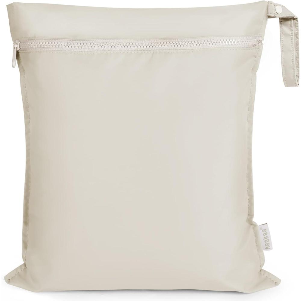 image:imagehaakaa Waterproof Wet Bags for Baby Wet Dry Bags for Cloth Diaper Swimsuit amp Travel 2pcs GrassBeige