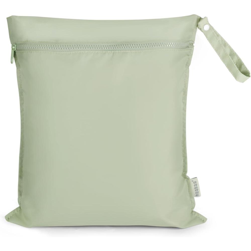 image:imagehaakaa Waterproof Wet Bags for Baby Wet Dry Bags for Cloth Diaper Swimsuit amp Travel 2pcs GrassGrass