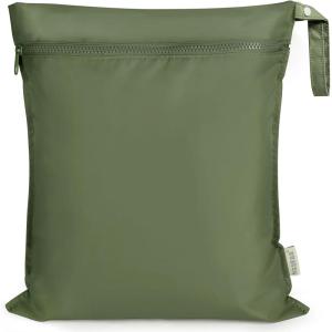 haakaa Waterproof Wet Bags for Baby Wet Dry Bags for Cloth Diaper, Swimsuit & Travel, 2pcs, Grass(Olive Green)