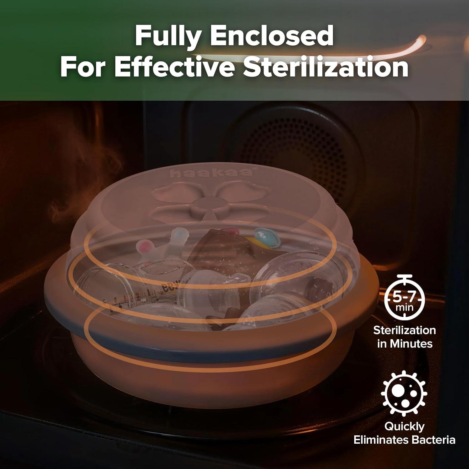 image:imageHaakaa Multipurpose Silicone Microwave Bottle Sterilizer amp Steamer Reusable Collapsible Silicone Microwave Sterilizer for Baby Bottles Breast Pump Parts amp Pacifiers and Accessories