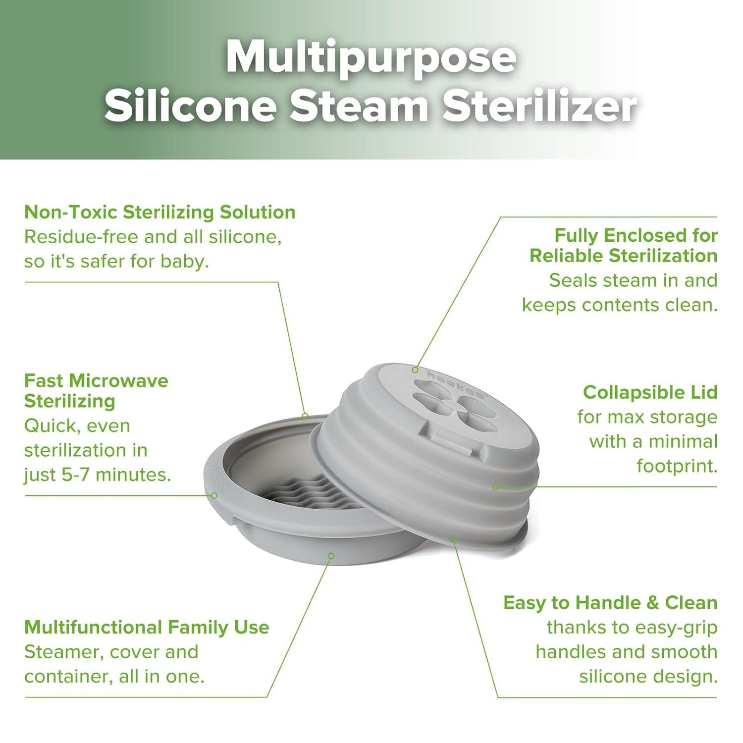 image:imageHaakaa Multipurpose Silicone Microwave Bottle Sterilizer amp Steamer Reusable Collapsible Silicone Microwave Sterilizer for Baby Bottles Breast Pump Parts amp Pacifiers and Accessories