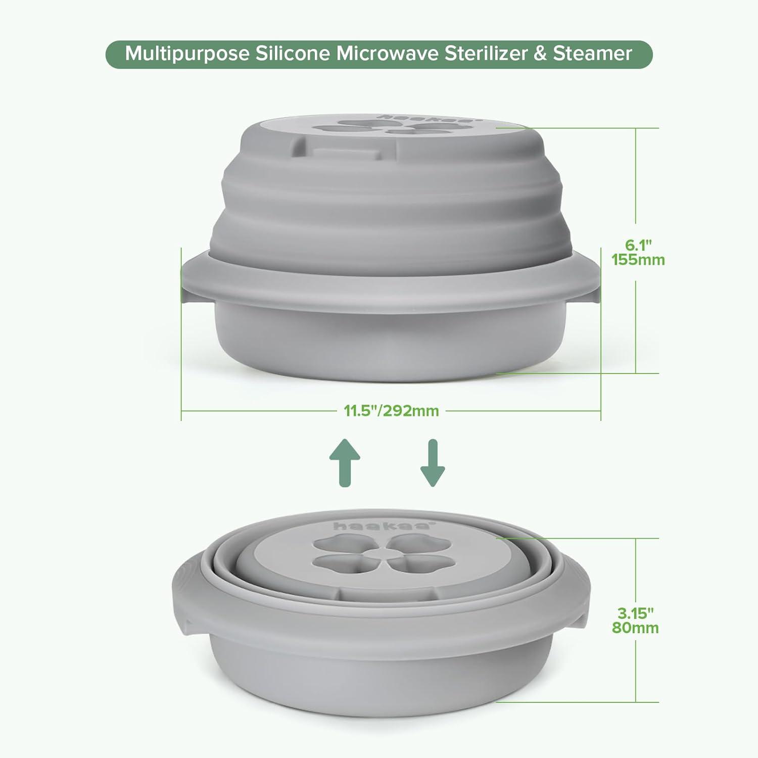 image:imageHaakaa Multipurpose Silicone Microwave Bottle Sterilizer amp Steamer Reusable Collapsible Silicone Microwave Sterilizer for Baby Bottles Breast Pump Parts amp Pacifiers and Accessories