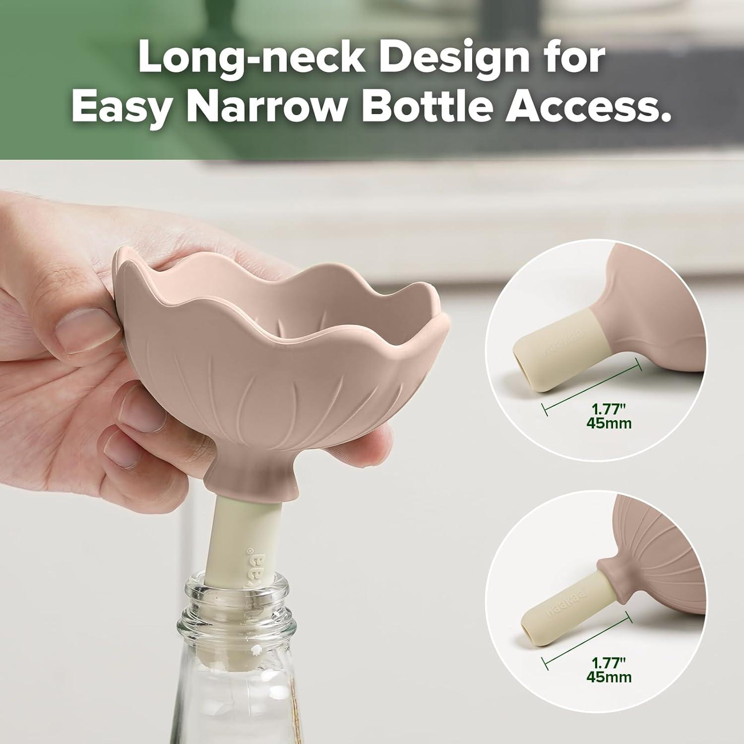 image:imageHaakaa Silicone Flower Funnel Set DualSize Silicone Funnels for Kitchen Use Small Funnels for Filling Bottles Compatible with Haakaa PouchesBlush
