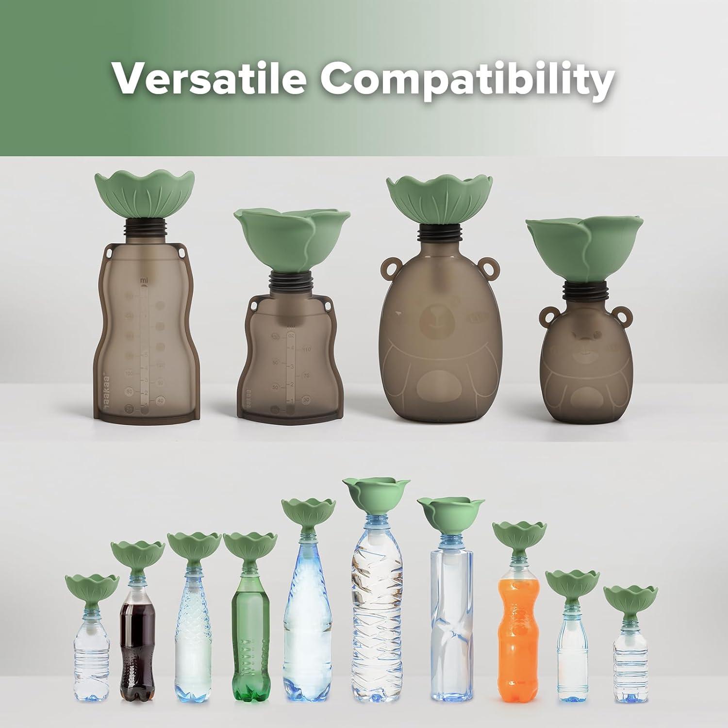 image:imageHaakaa Silicone Flower Funnel Set DualSize Silicone Funnels for Kitchen Use Small Funnels for Filling Bottles Compatible with Haakaa PouchesSpring Green