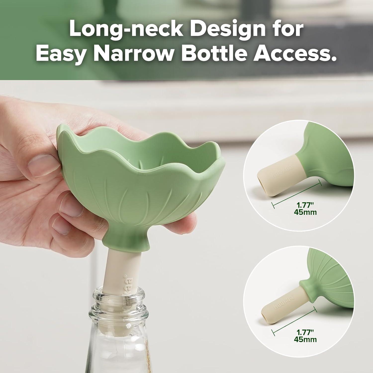 image:imageHaakaa Silicone Flower Funnel Set DualSize Silicone Funnels for Kitchen Use Small Funnels for Filling Bottles Compatible with Haakaa PouchesSpring Green