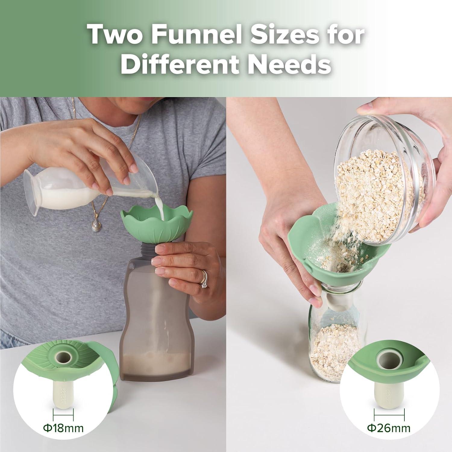 image:imageHaakaa Silicone Flower Funnel Set DualSize Silicone Funnels for Kitchen Use Small Funnels for Filling Bottles Compatible with Haakaa PouchesSpring Green