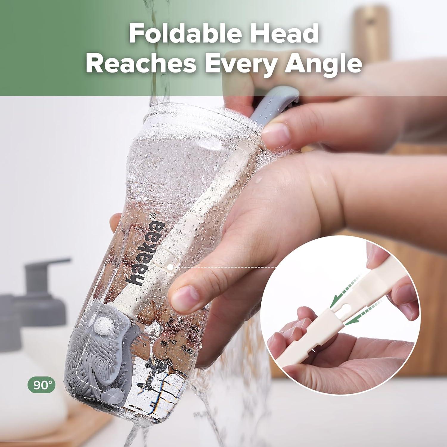 image:imagehaakaa Travel Bottle Brush Set 7in1 Baby Bottle Cleaner Kit with Bottle Brush 360 Brush Straw Brush UShaped Brush Spray BottleampDrying Rack for Home and Travel