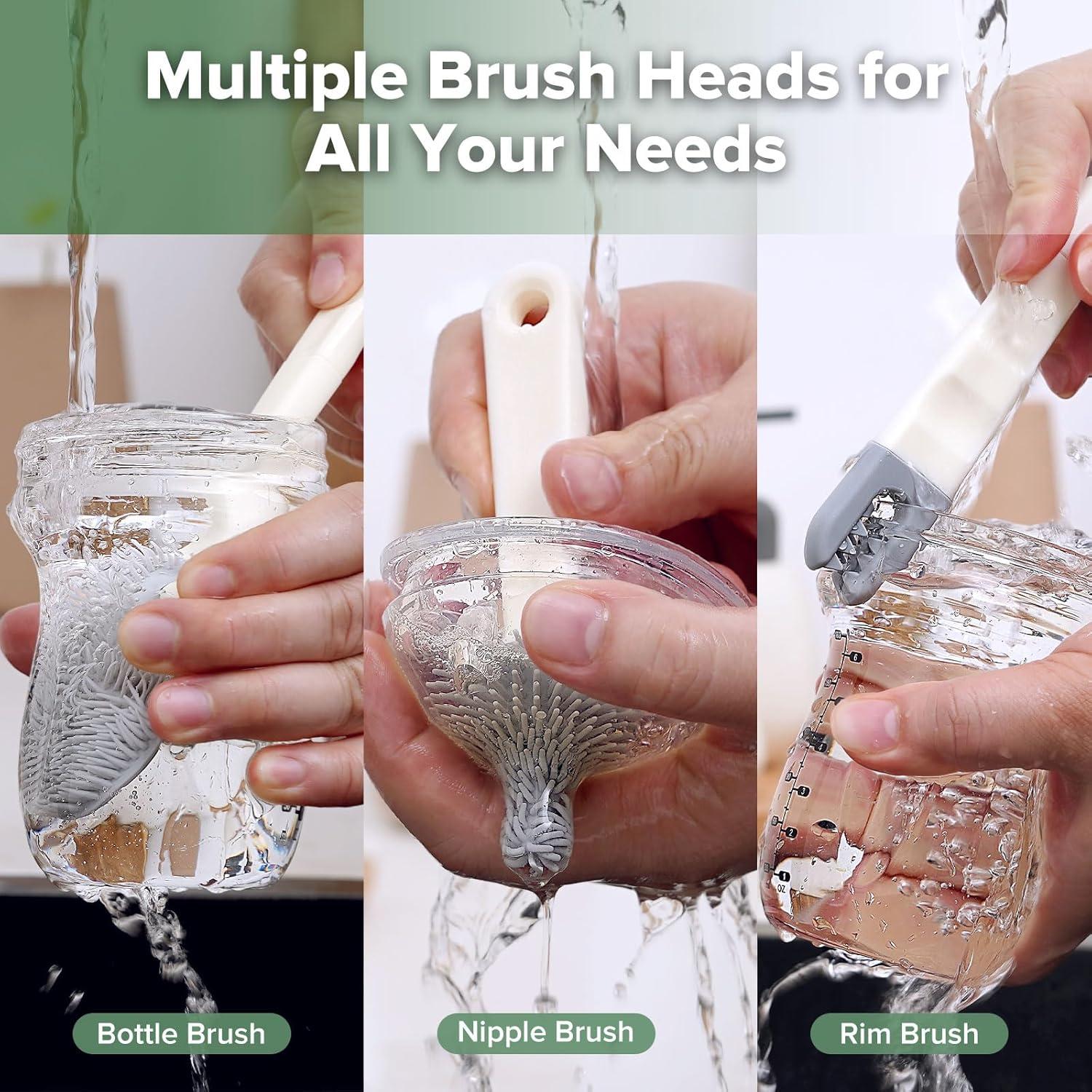image:imagehaakaa Travel Bottle Brush Set 7in1 Baby Bottle Cleaner Kit with Bottle Brush 360 Brush Straw Brush UShaped Brush Spray BottleampDrying Rack for Home and Travel