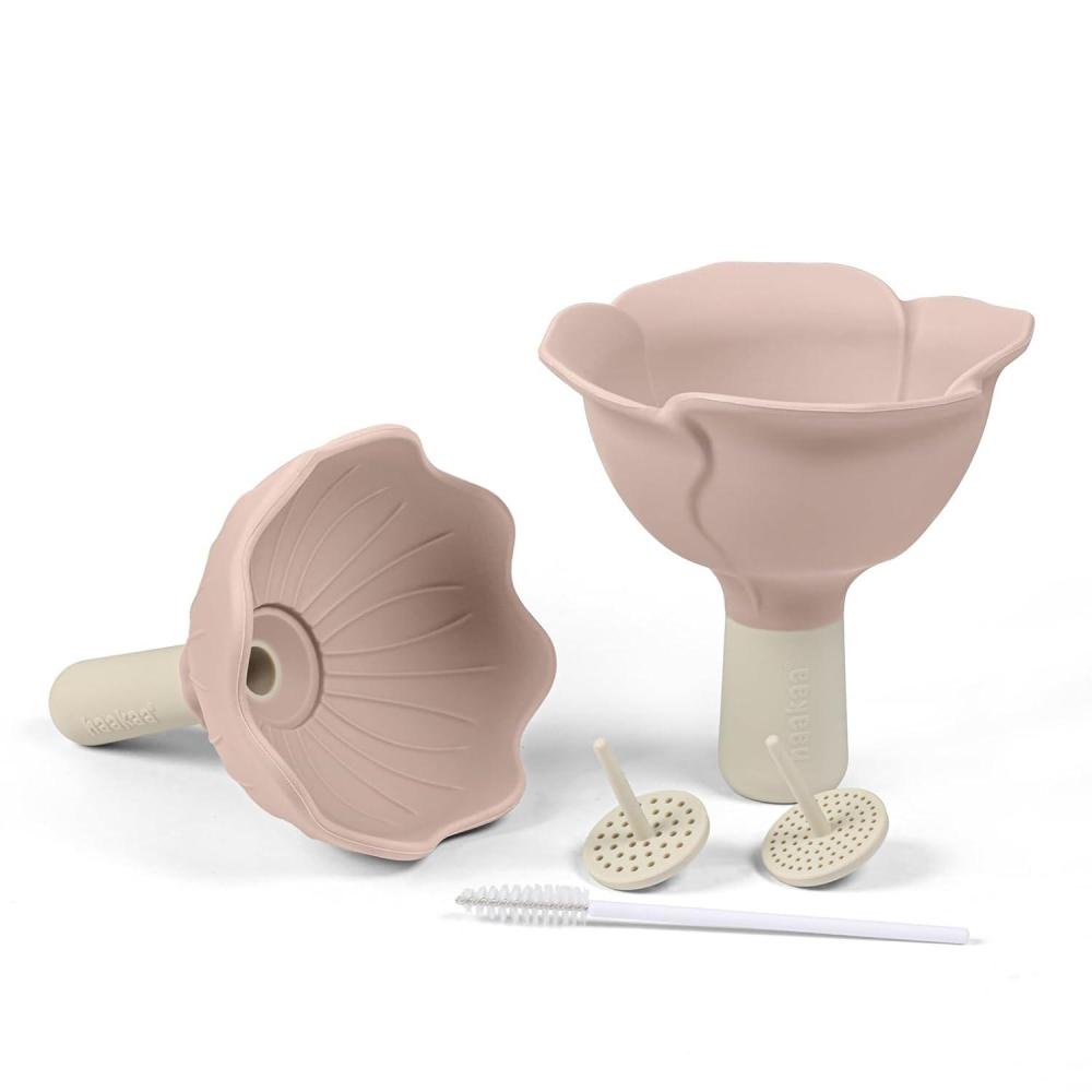 image:imageHaakaa Silicone Flower Funnel Set  DualSize Silicone Funnels for Kitchen Use Small Funnels for Filling Bottles Compatible with Haakaa PouchesBlush