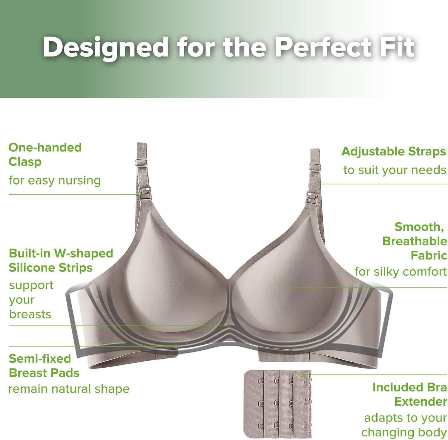 image:imagehaakaa Nursing Bras for Breastfeeding Ultra Comfort Jelly Strip Supportive Maternity Bras Wireless Pregnancy BrasAsh
