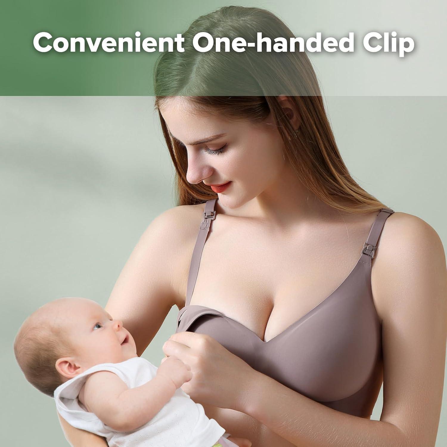 image:imagehaakaa Nursing Bras for Breastfeeding Ultra Comfort Jelly Strip Supportive Maternity Bras Wireless Pregnancy BrasAsh