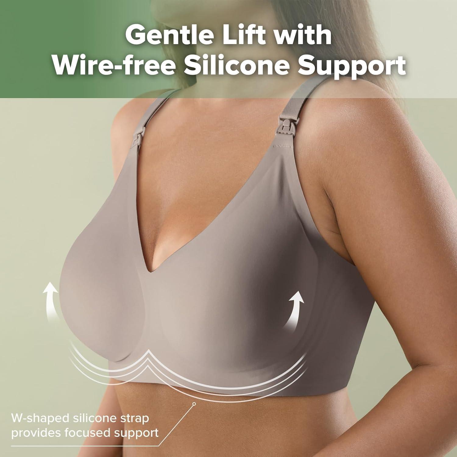 image:imagehaakaa Nursing Bras for Breastfeeding Ultra Comfort Jelly Strip Supportive Maternity Bras Wireless Pregnancy BrasAsh